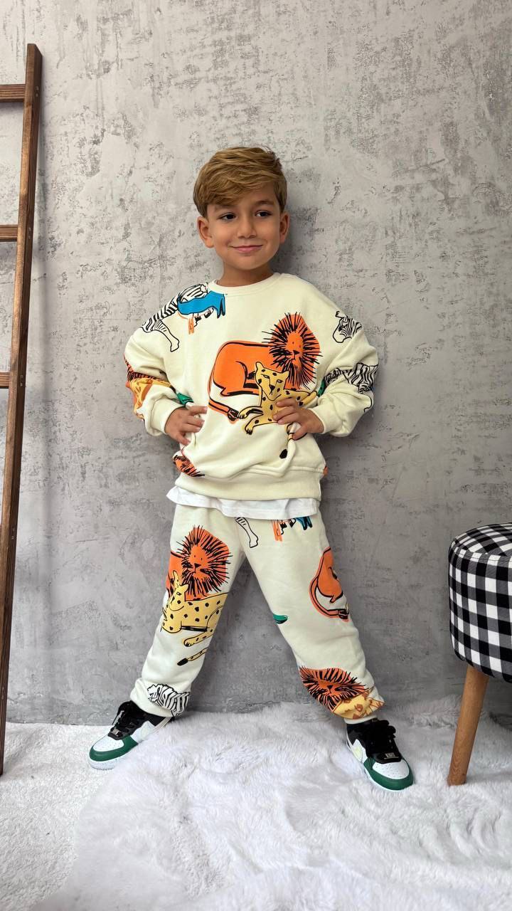 Outfit Cotton Animals Design Size 2-8y