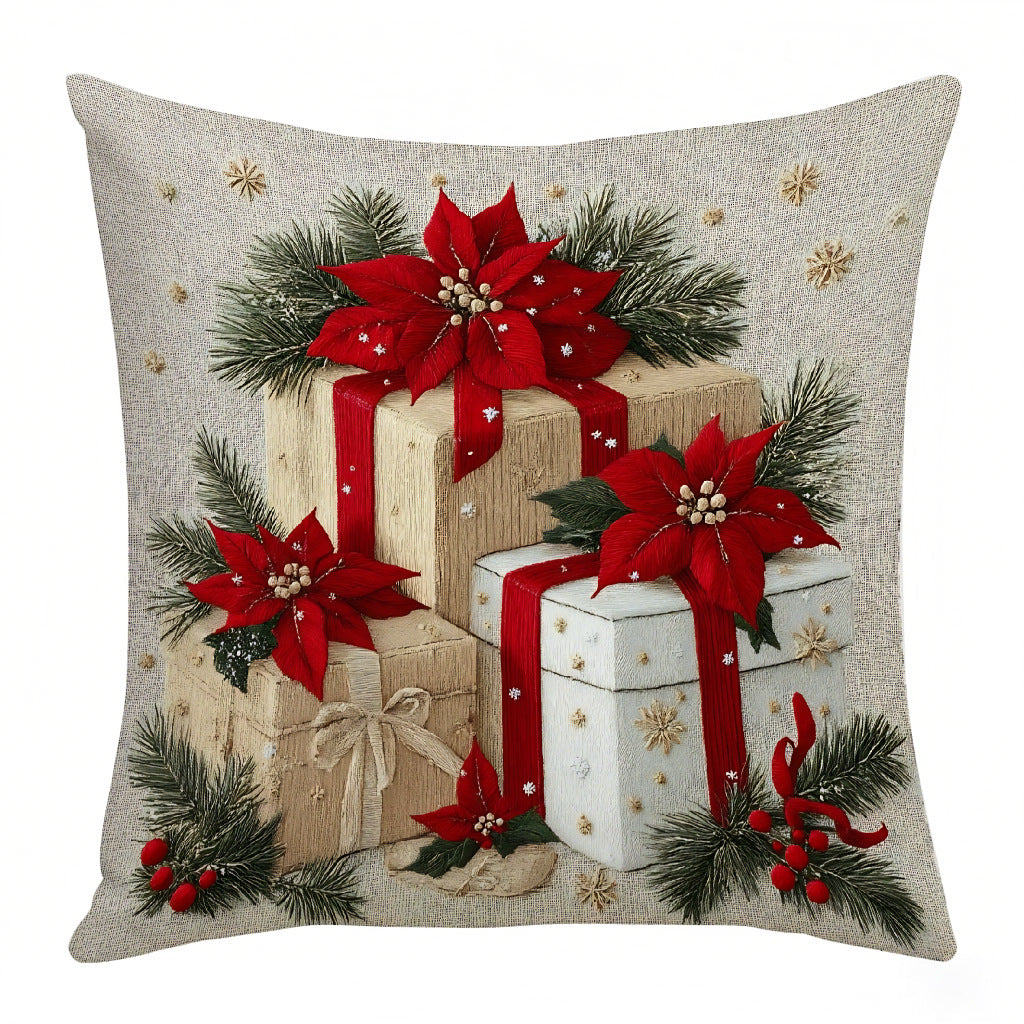 Red Christmas Decorative Cushion with Filling | 45×45 cm