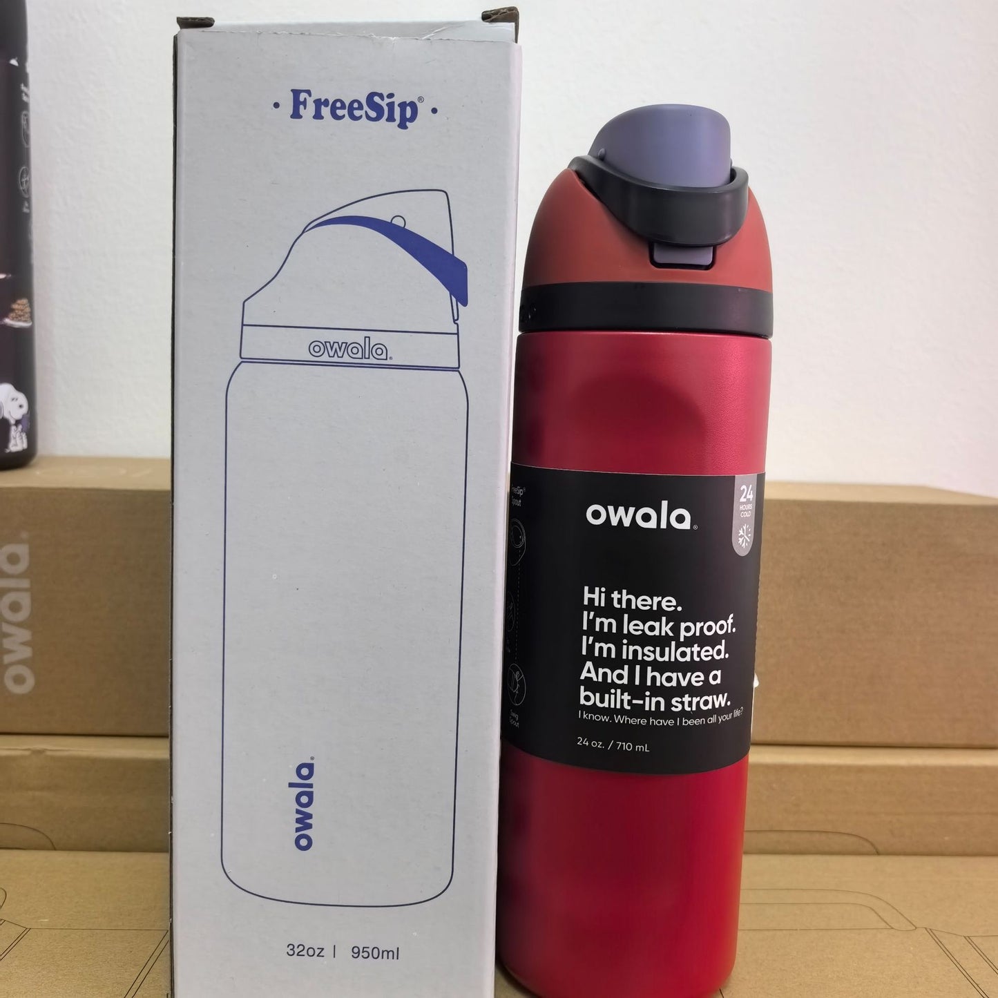 Owala Bottle Stainless Steel - FreeSip | Leak-proof | Red Cherry | 710-950ml