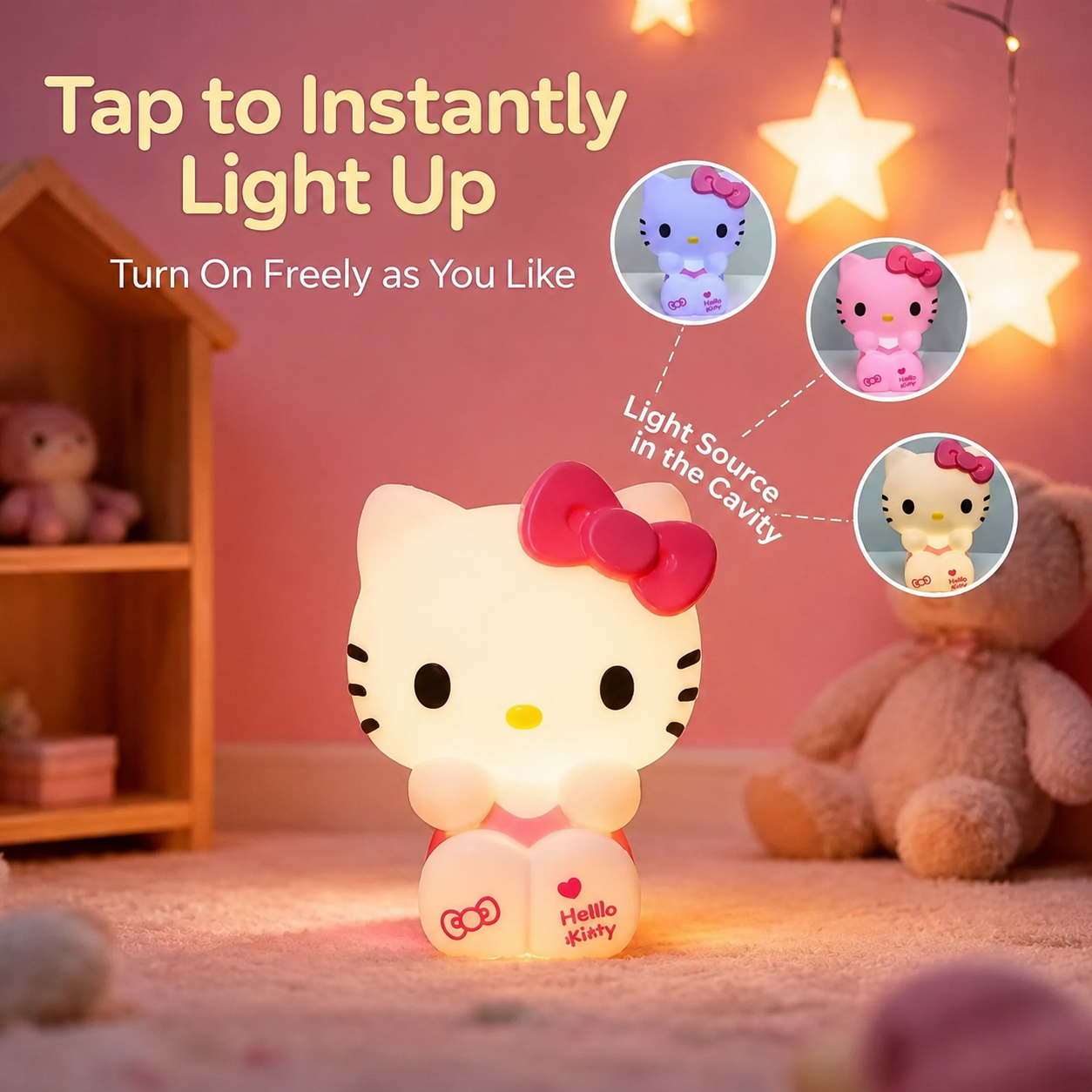 Helo Kitty Silicone Lamp - Patting Night Light | Usb Rechargeable | 3+