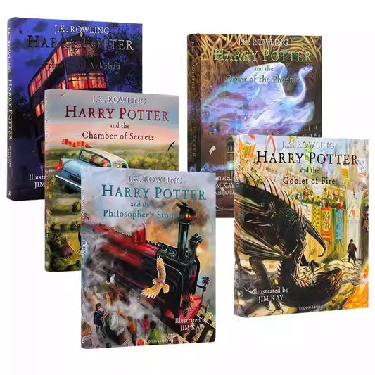 Harry Potter Illustrated Collection- 5 Books Set By J.K. Rowling | Hard Cover | 8+