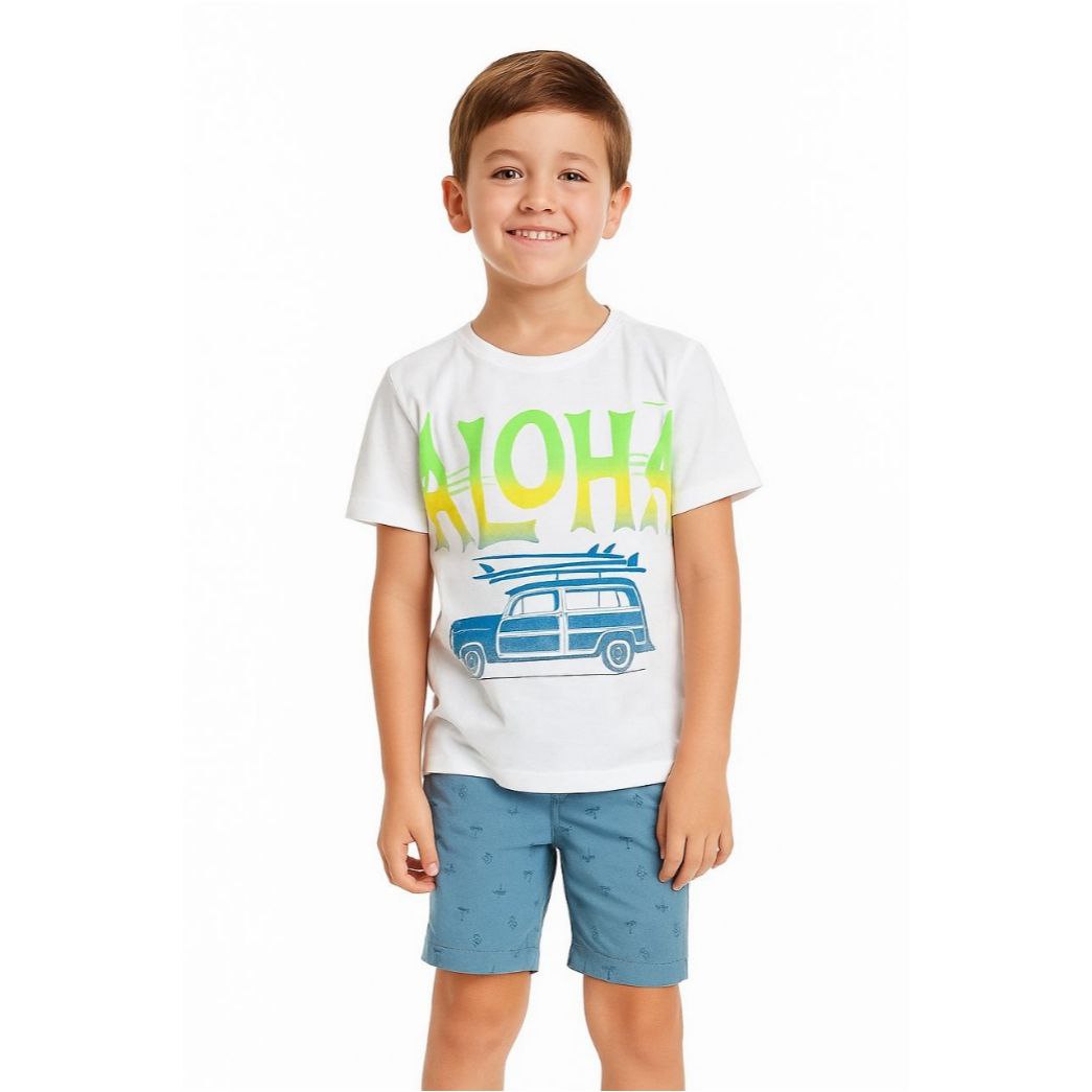 Outfit For Boys Summer Design Set Of 2 Pcs Tshirt&Short Size 5-6y
