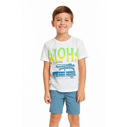 Outfit For Boys Summer Design Set Of 2 Pcs Tshirt&Short Size 5-6y
