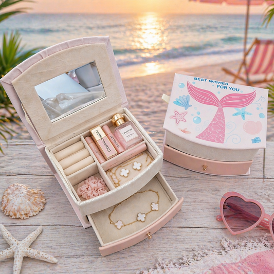 Mermaid Jewelry Box Organizer with Mirror & Drawer