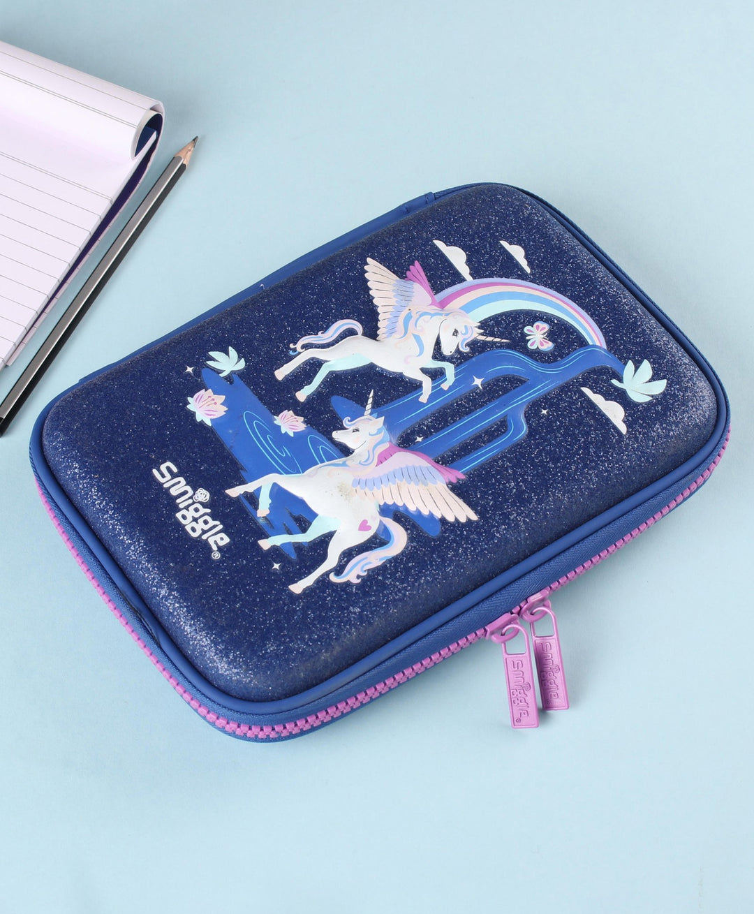 Smiggle Pencil Case | Hardtop | Blue | Unicorn