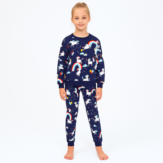 Outfit For Girls Cotton Set Rainbow Design Size 4-7y