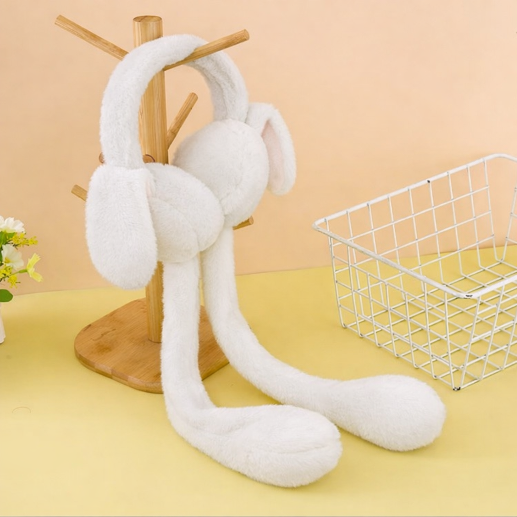 Cute Plush Bunny Ear Muffs - Moving Bunny Ear