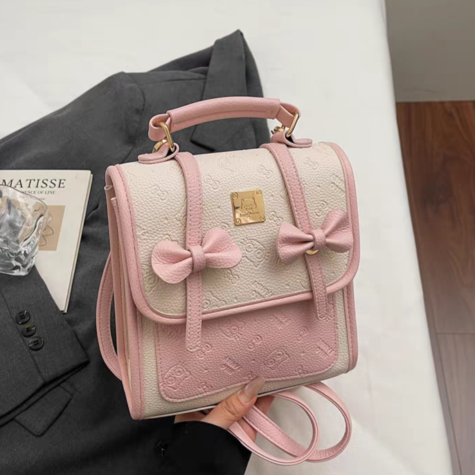 Bow Detail Mini Backpack Handbag – 20 cm