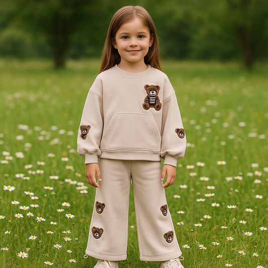 Outfit For Girls Bear Design Size 2-8y