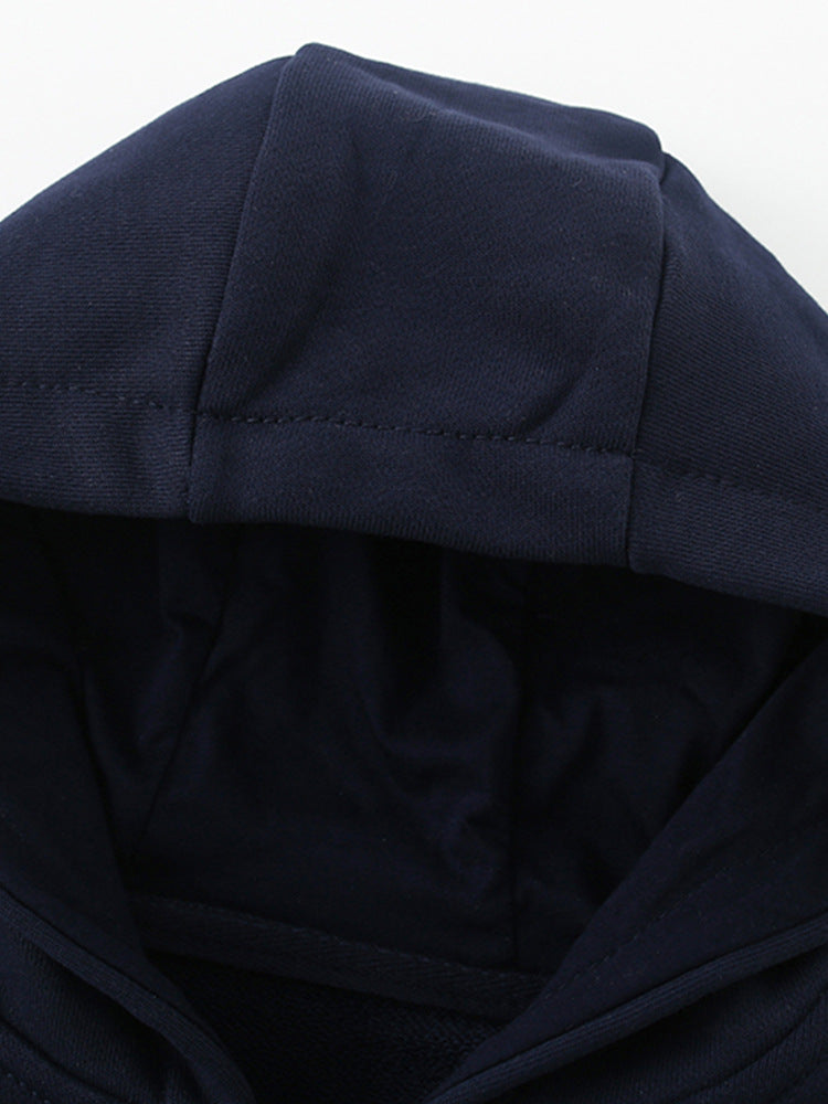 Boys Light Cotton Zip Hoodie – Navy Blue | Size 3-10y