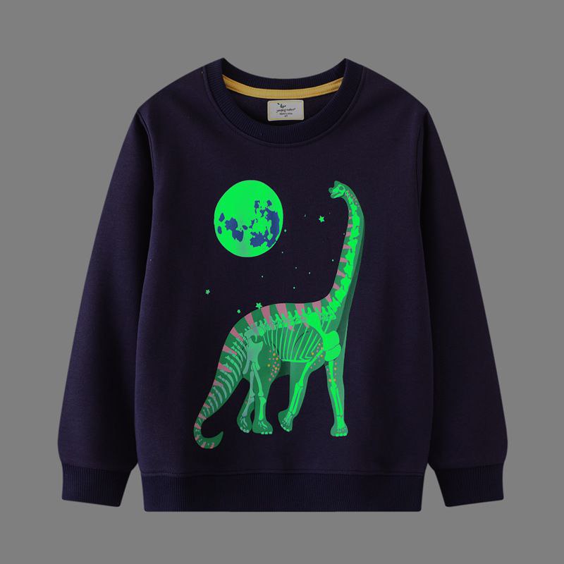 Neon Cotton 100% Sweater Long Sleeve With Dinosaur Design