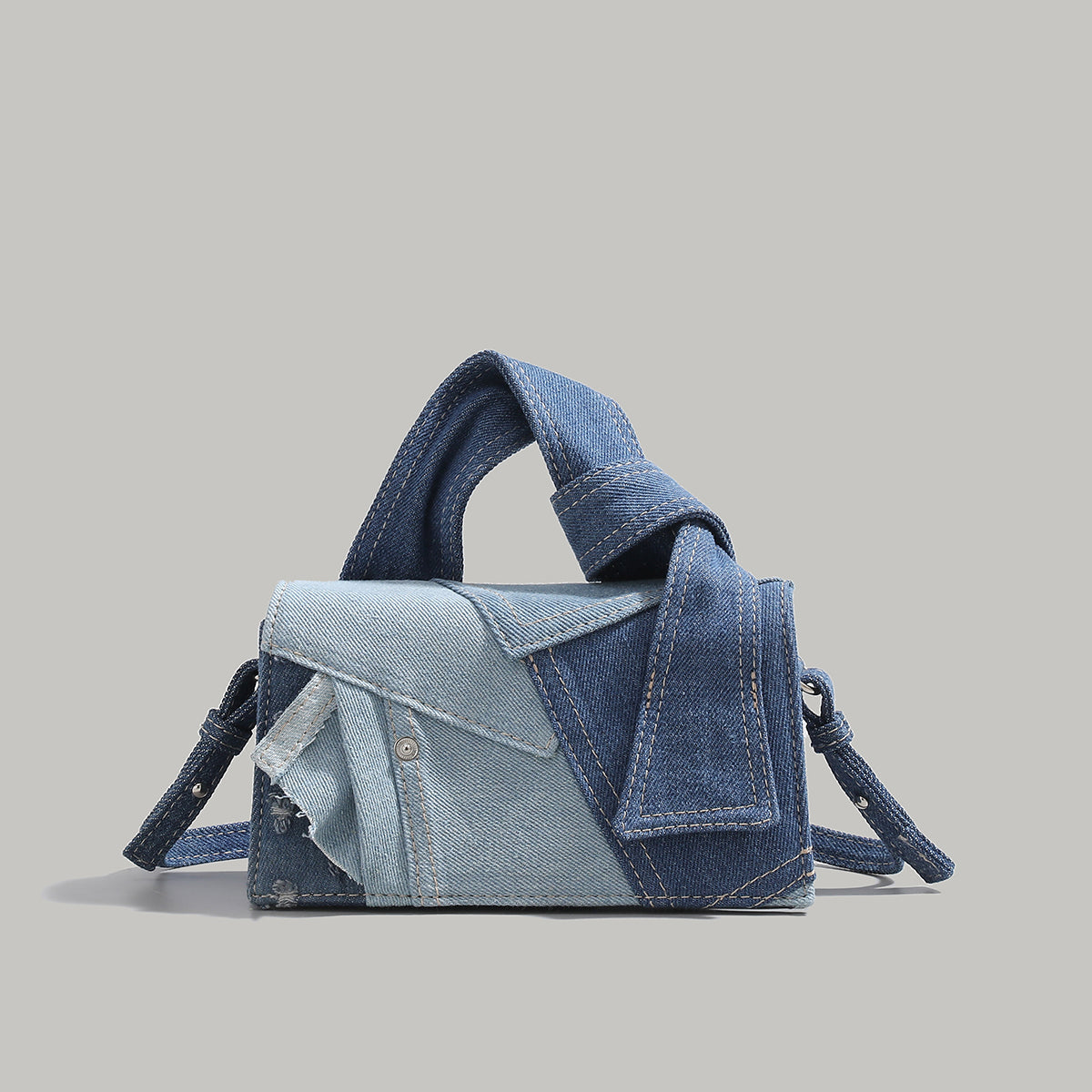 Jeans Fashion Bag For Women With Cute Keychain