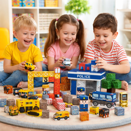 Magnetic Building Blocks | 50-100Pcs | Engineering-Police | 6+
