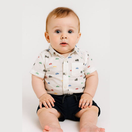 Outfit For Boys Vehicles Design Set Of  2 Pcs Tshirt&Short Size 6-9month