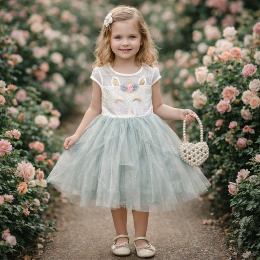 Cute Dress Unicorn Design For Girls Size 4-6y