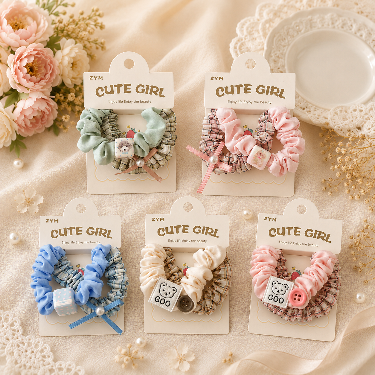 Cute Girl Plaid Scrunchie | 2pcs