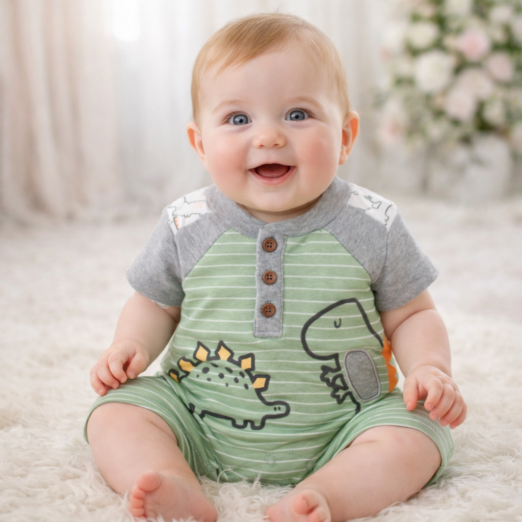 New Born Set Of 2 Pcs For Baby Boy Dinosaur (6-9months)