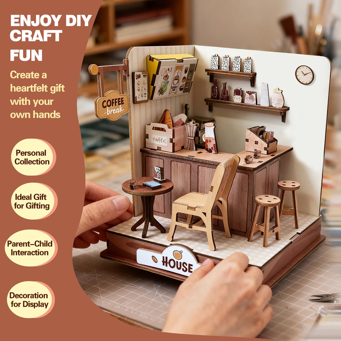 Wooden Coffee House Miniature Puzzle – 105 Pieces