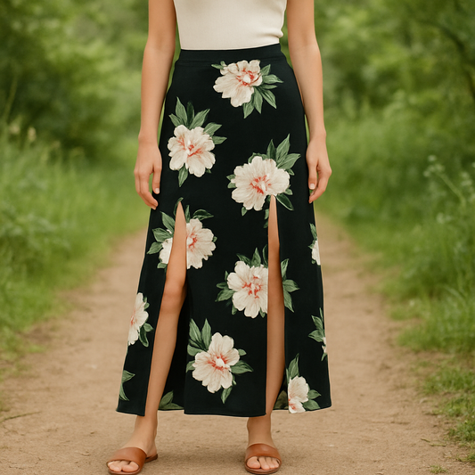 Double Slit Floral Skirt For Women High Quality Brand:TopShop Size S