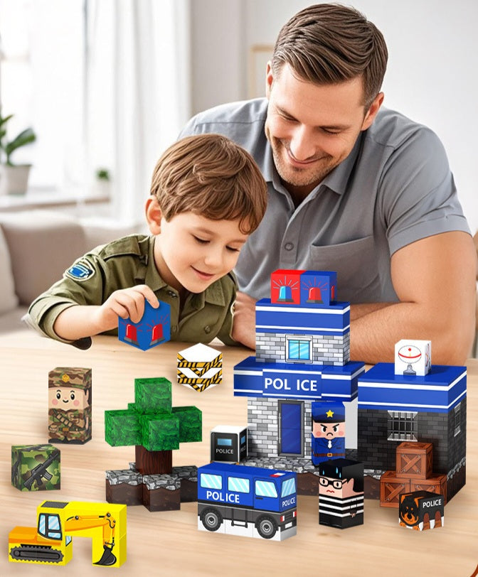 Magnetic Building Blocks | 50-100Pcs | Engineering-Police | 6+