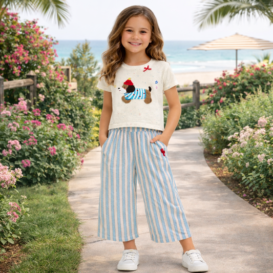Girls Cotton Dog Set – Soft Summer Outfit (7-8Y)