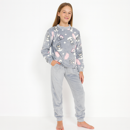 Warm Winter Pyjama For Girls Bear Design Size 6-16y
