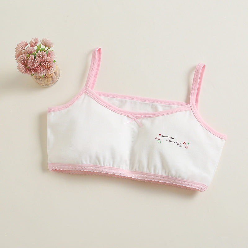 Girls Cotton Bras Thin Straps (1 Pc) | Strawberry | 5-6y