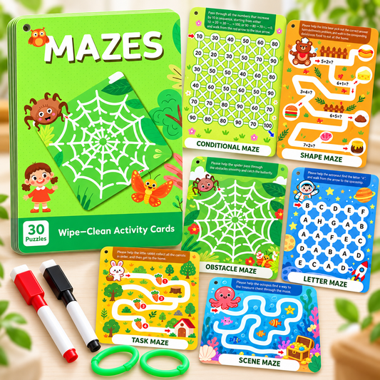 Wipe-Clean Maze Cards for Kids | 3+
