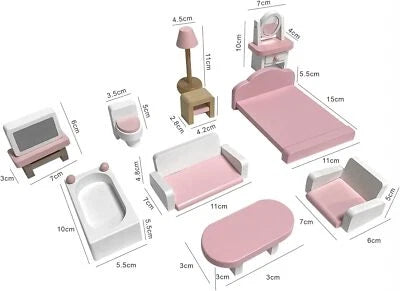 Wooden Doll House With Furniture Accessories Toy For kids