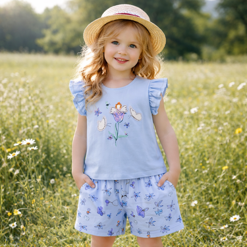 Girls Cotton Butterfly – Soft Summer Outfit (3–10Y)