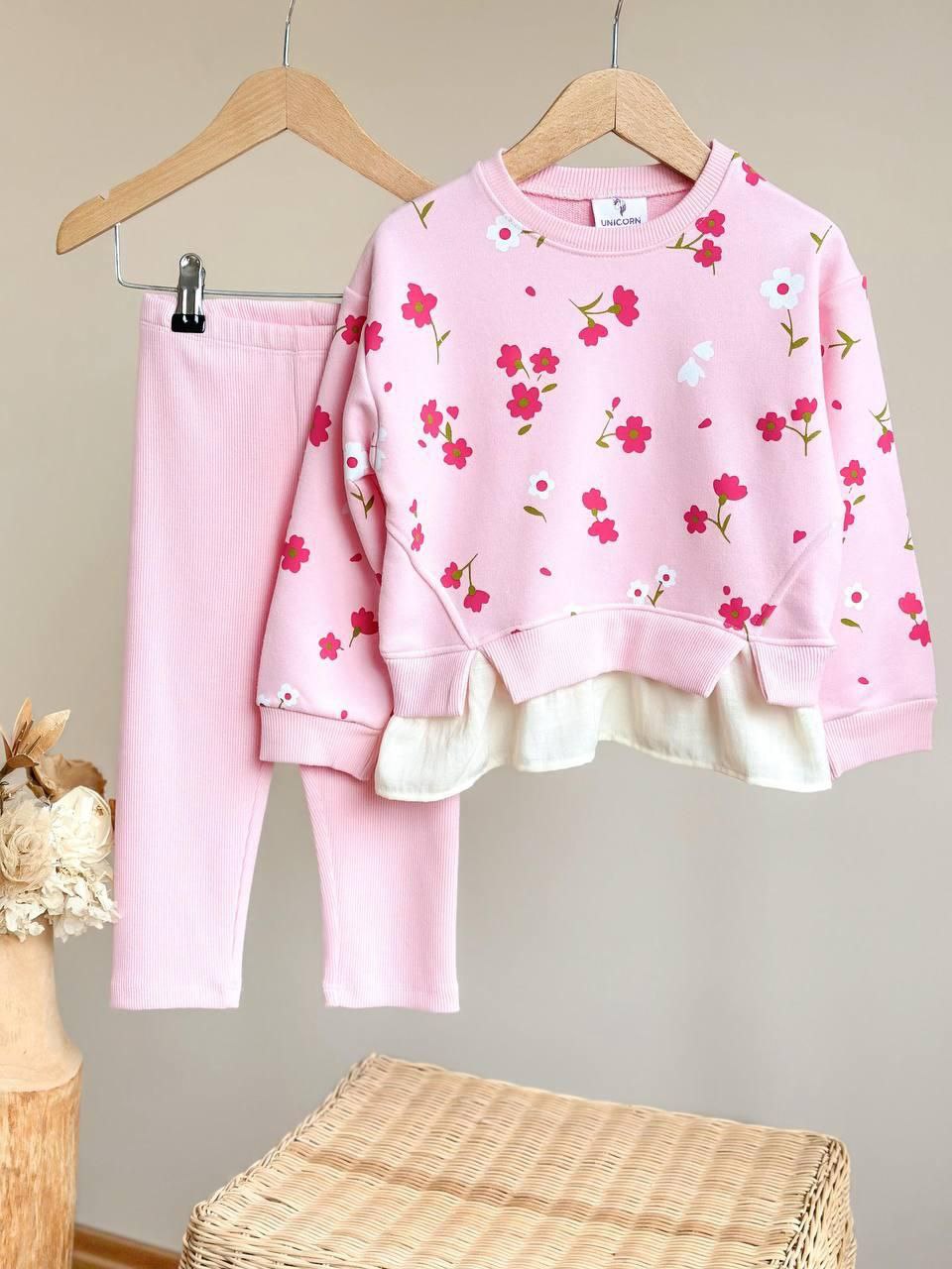 Outfit Cotton Flower Design Set Of 2 Pcs Size 2-8y