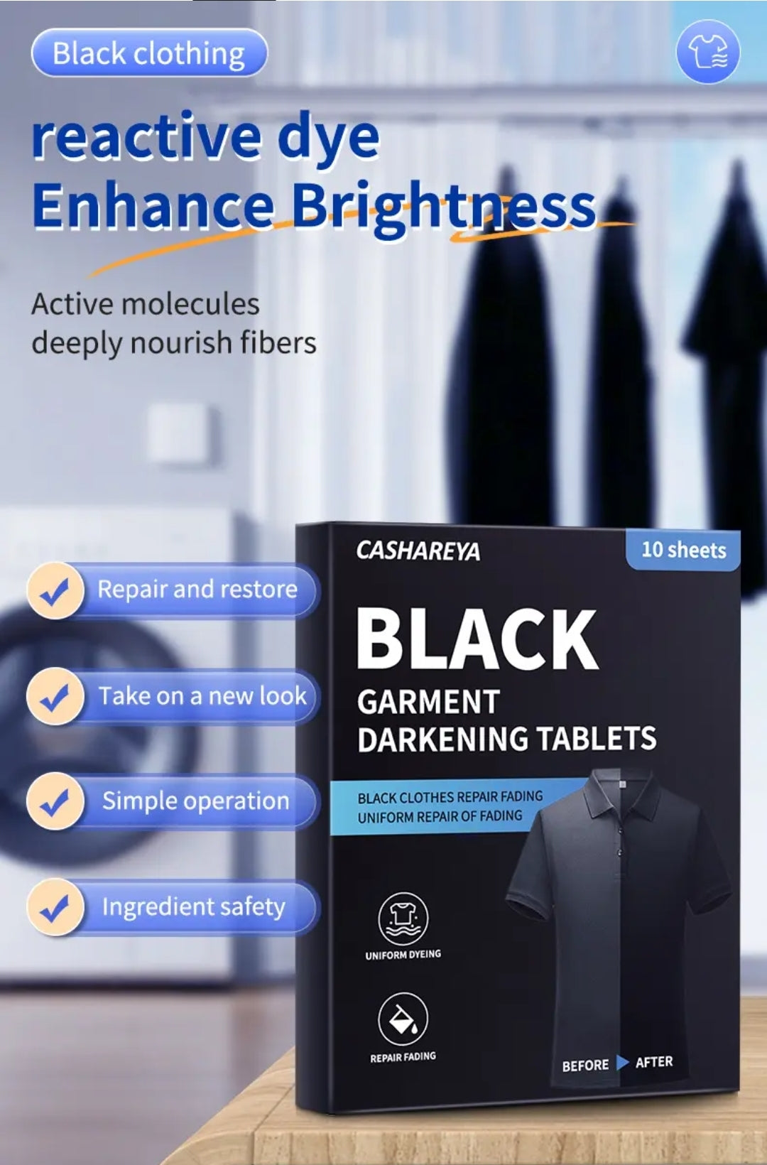 Black Garment Darkening Tablets 10 Sheets