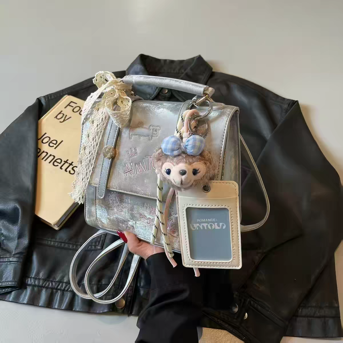 Cute Cat Embroidered Hight Quality Mini Backpack – Silver