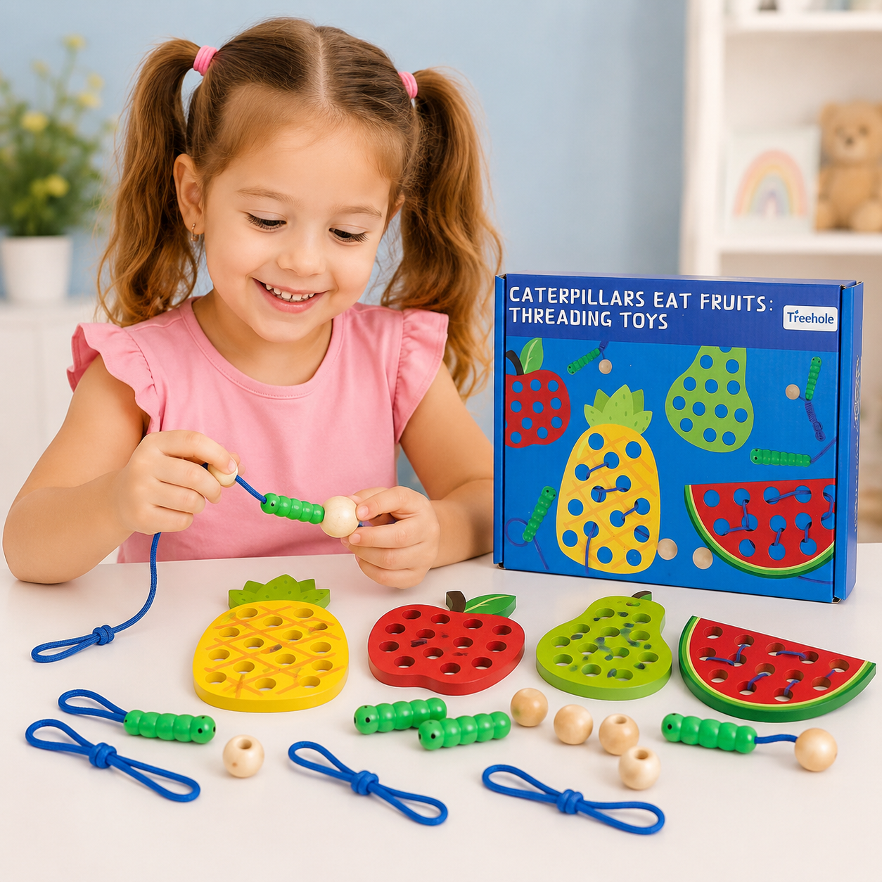 Caterpillar Fruit Lacing & Threading Toy | 3+