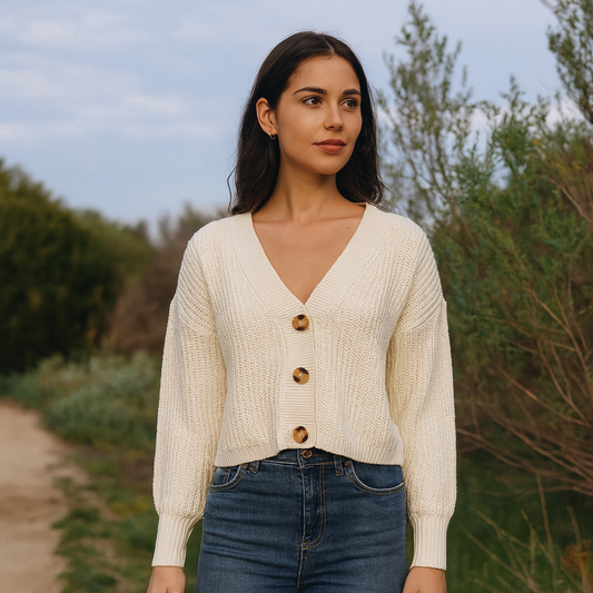 Cotton Sweater Button Up Drop Shoulder Brand:Only Size S