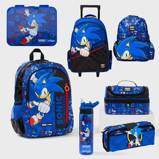Smiggle Sonic Design Set Of 3pcs Bottle Lunch Box Backpack 42cm
