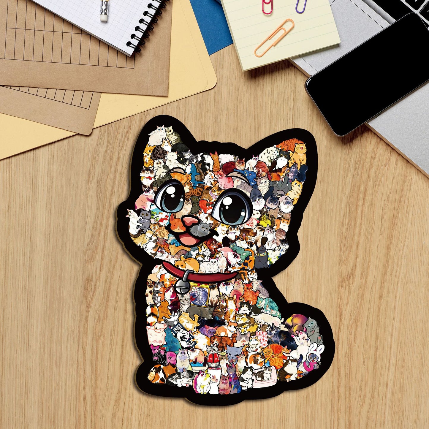 Funny Cat Wooden Puzzle – 135 Pieces | DIY Animal Jigsaw for Kids & Adults | 26002