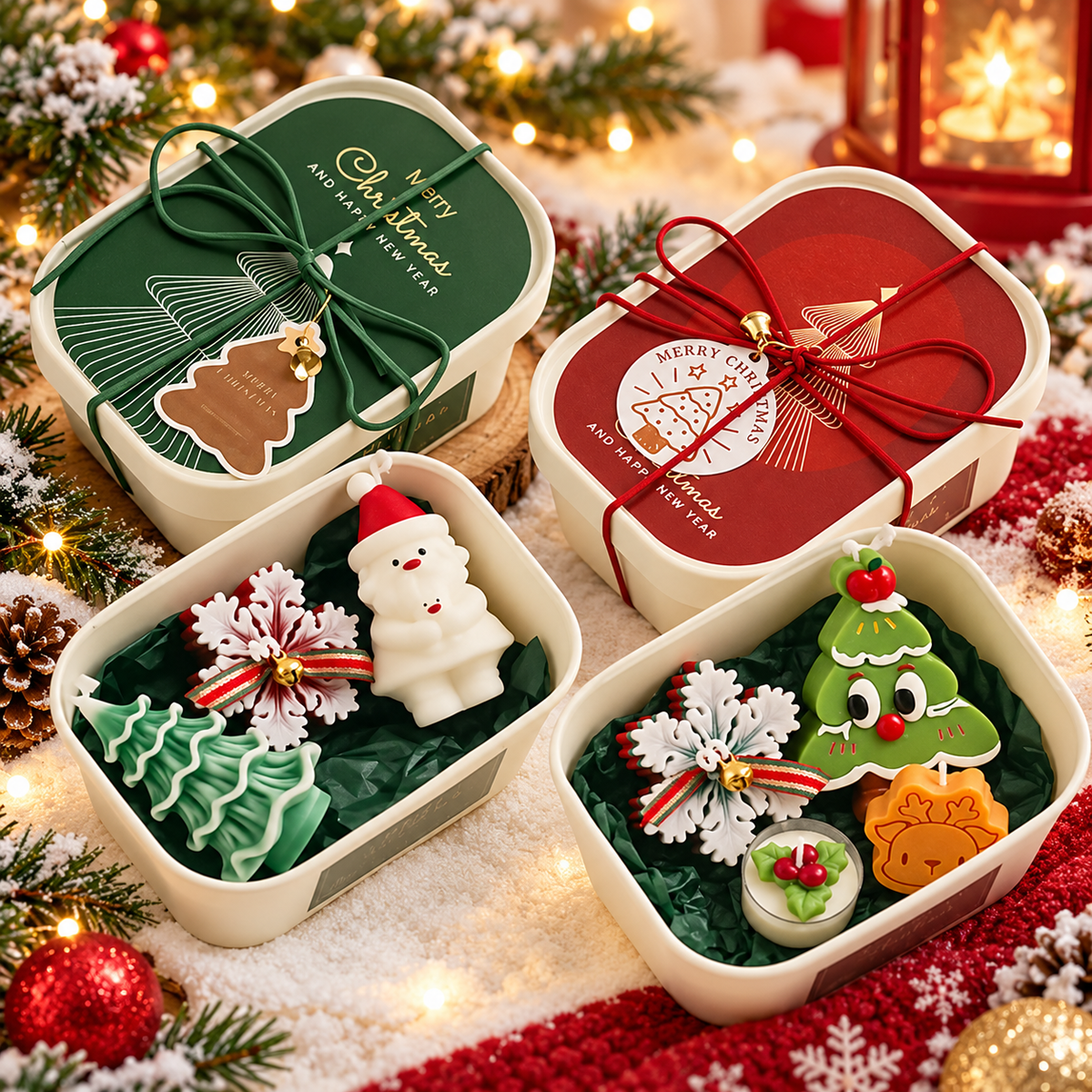 Christmas Scented Candle Gift Set | Red & Green