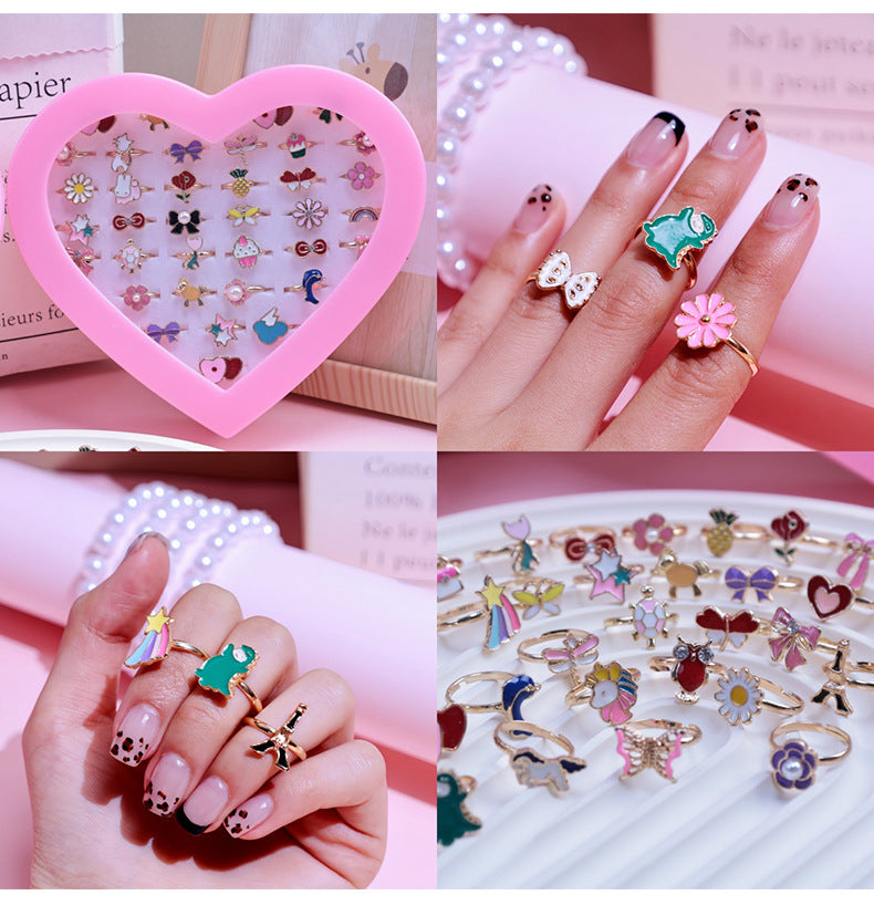 Kids Adjustable Ring Collection – 36 Cute Designs | 3+