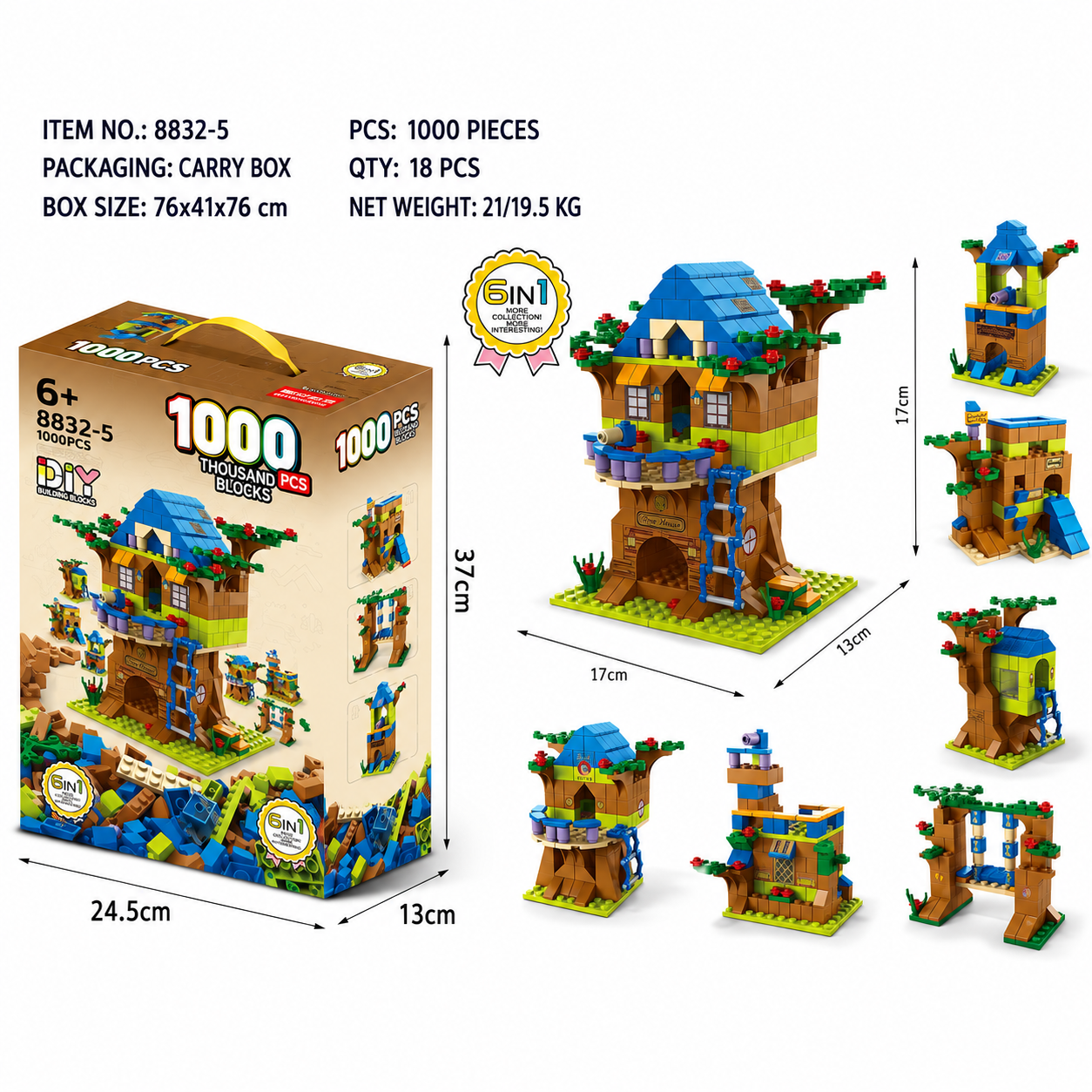 1000PCS 6-in-1 Building Blocks Collection Set | 6+