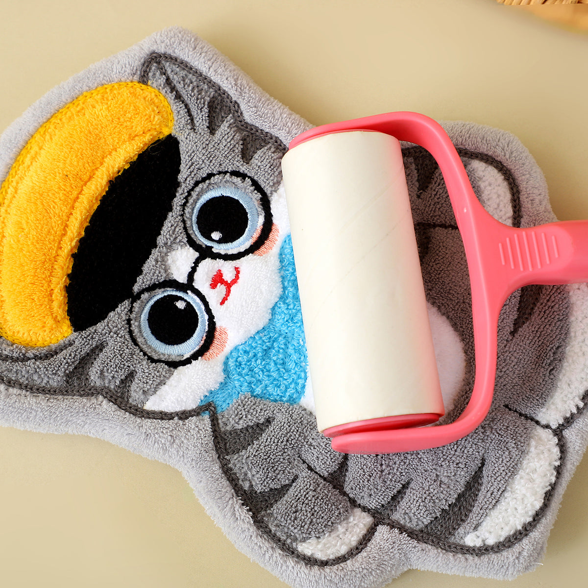 Cute Cat Coral Fleece Hanging Hand Towel – 24 × 19 cm