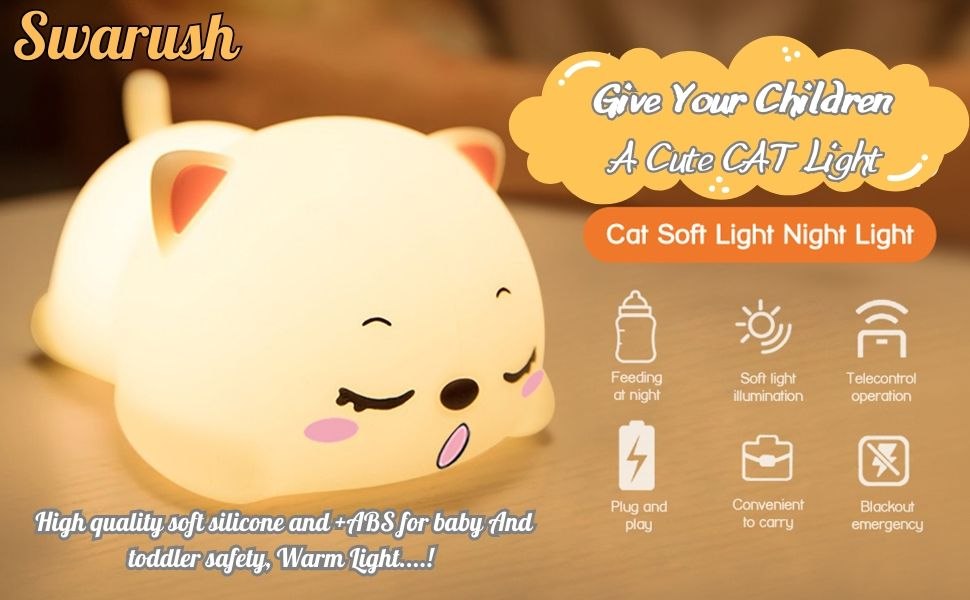 Snoring Cat Silicone Night Light | Usb Rechargeable | 3+