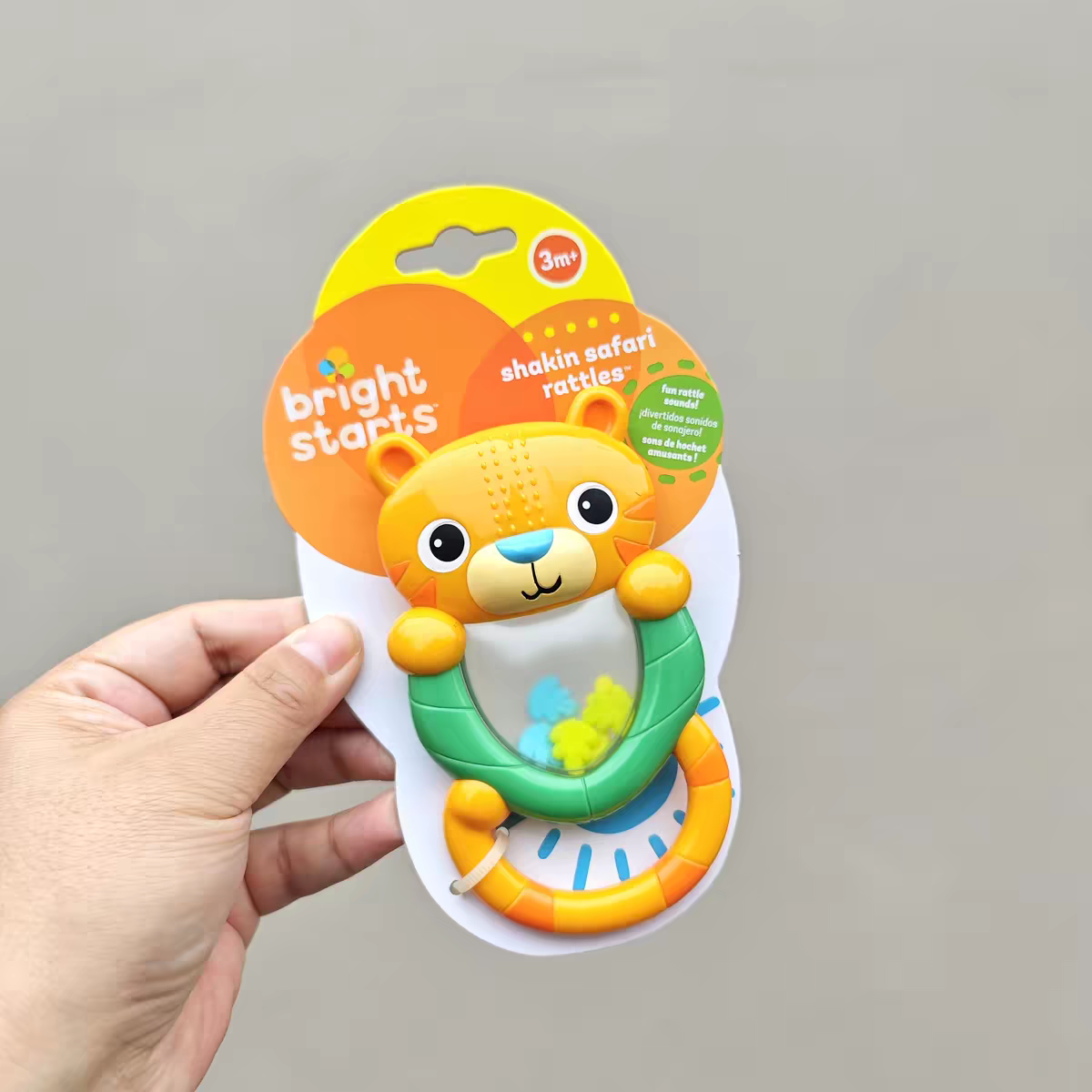 Bright Starts Shakin’ Safari Rattles – Tiger Baby Rattle Toy | 3M+