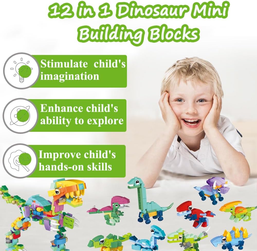 Building Blocks Dinosaurs 12in1 | Full Box | 3+
