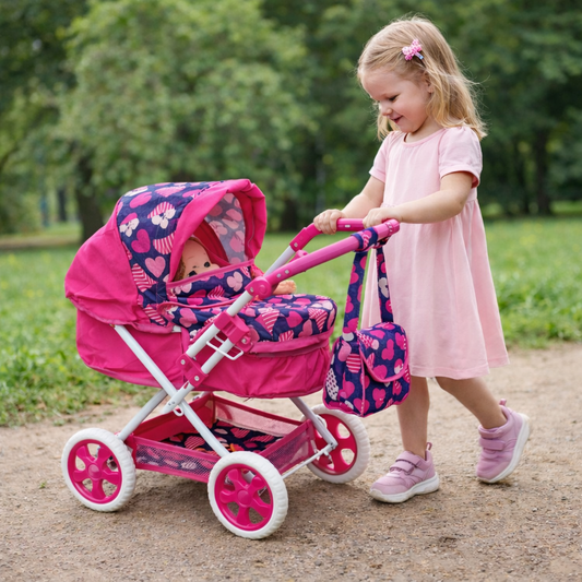 Baby Doll Stroller with Doll Carriage Bags Set Girls Birthday Gift