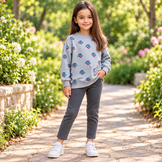 Kids’ Floral Cotton Outfit Set / 2–8Y