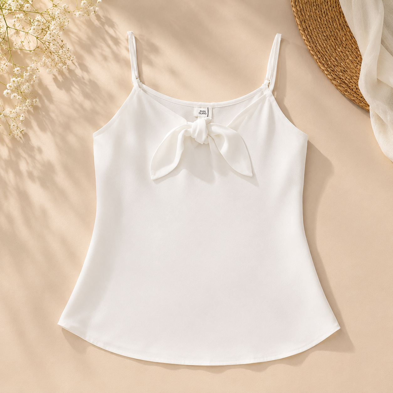 Elegant White Tie-Front Top for Women Brand River Island | Size S