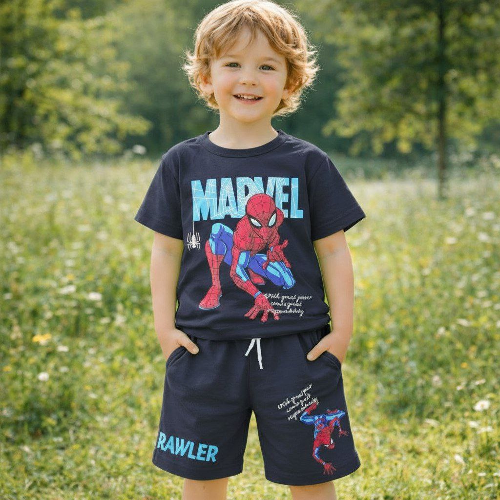 Boys Cotton Marvel – Soft Summer Outfit (9–10Y)