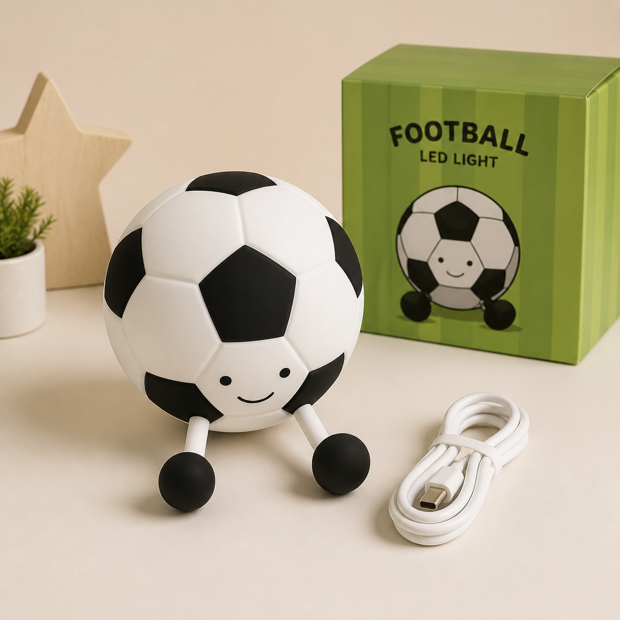 Football Night Light Multicolor Glow | Usb Rechargeable | 3+
