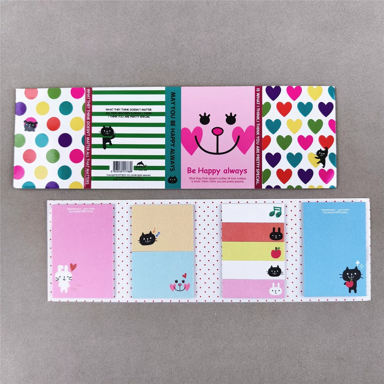 Cute Mini Sticky Notes Set – Cartoon Memo Pads & Page Markers